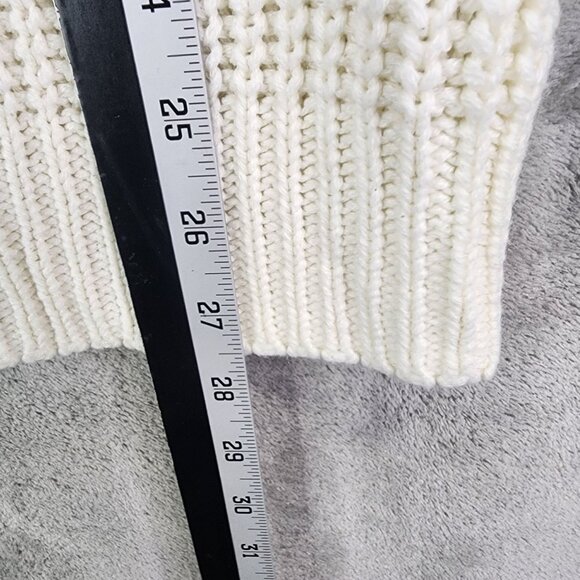 Womens Ivory Love Change Italy Knit Sweater Cold Shoulder Crew Neck Size L - Picture 8 of 9